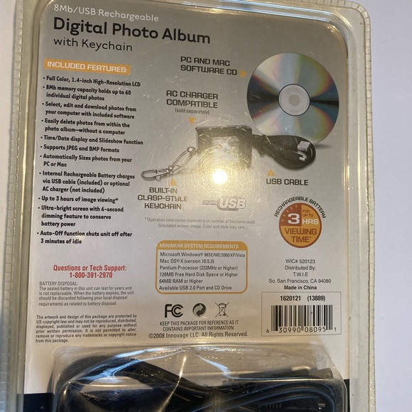 Digital Photo Album With keychain 8Mb/ USB Rechargeable - Picture 10 of 10